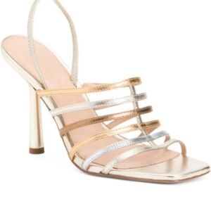 Veronica Beard Aldridge metallic leather slingback sandal in platino multi Sz 7